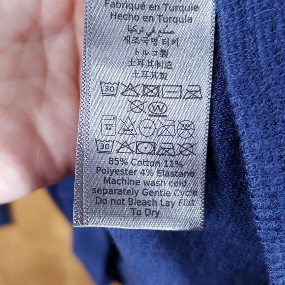 JOHN VARVATOS Polo Shirt Mens Large Blue Pullover Waffle Knit VNeck MORRIS $148 - Picture 6 of 9